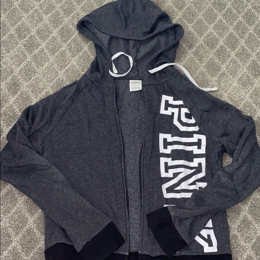 Grey PINK zip up sweatshirt